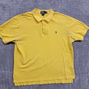 Polo‎ Ralph Lauren Short Sleeve Yellow Polo Shirt Mens Size 2XL Purple Pony